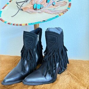 Free People lawless fringe western boots in black